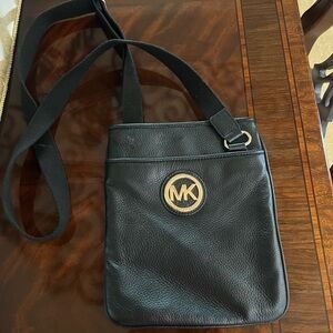 Michael Kors Black Leather Messenger Bag